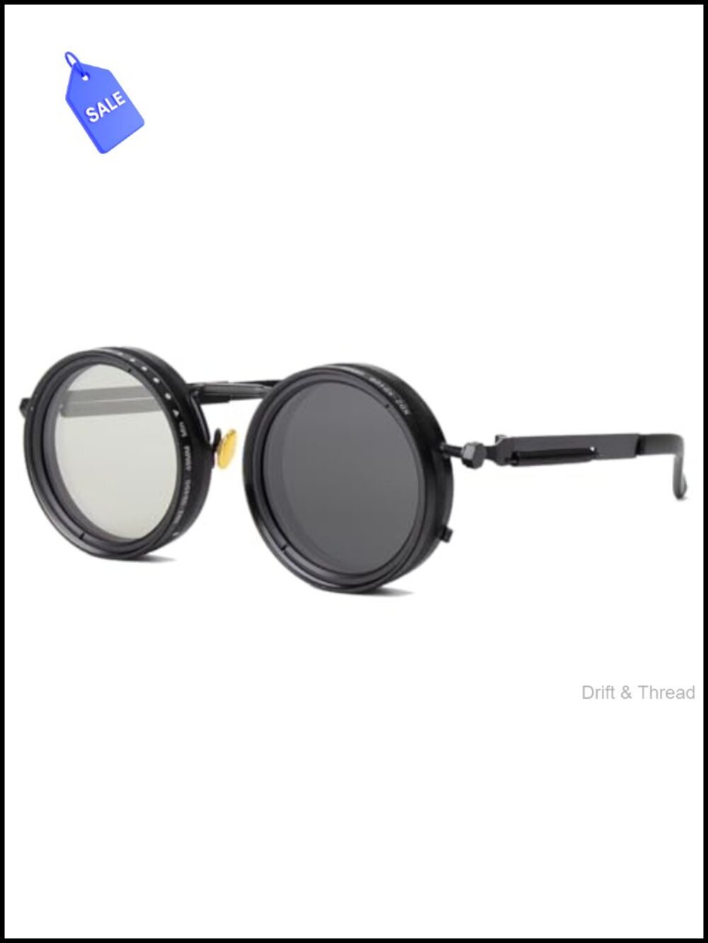 Adjustable Tint Polarized Sunglasses Retro Round Steampunk Metal